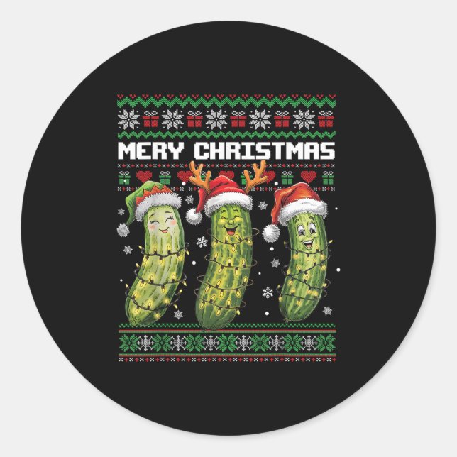 Sticker Rond Ckle Lovers Funny Christmas Pajama Family Grandma  (Devant)