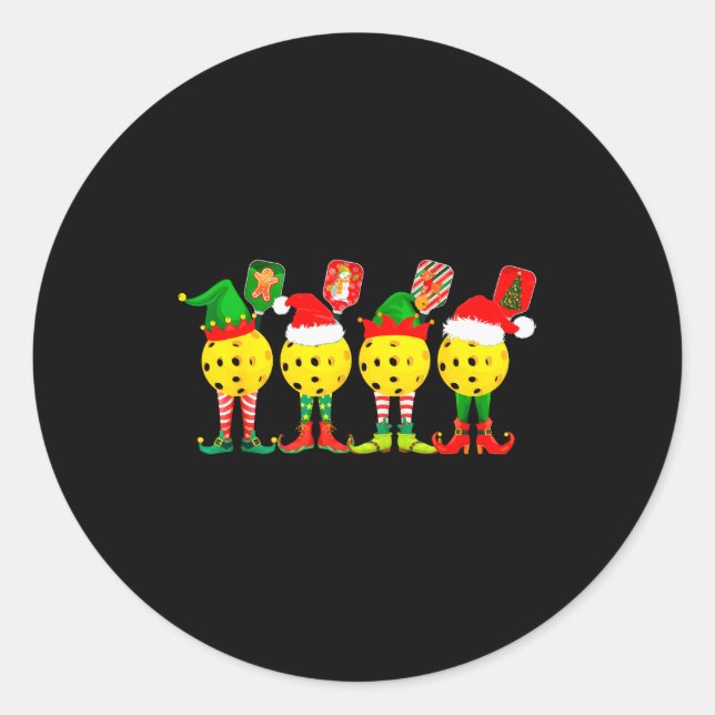 Sticker Rond Ckleball Players Christmas Holiday Merry Christmas (Devant)