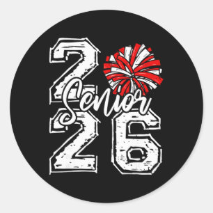 Sticker Rond Cl de 2026 Cheer Senior 2026 Pom-Pom Rouge Menant