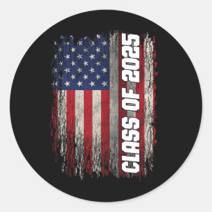 Sticker Rond Cl Of 2025 Funny Senior 2025 États-Unis Drapeau Am