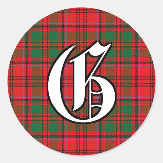 Sticker Rond Clan classique Grant Tartan Monogramme (Devant)