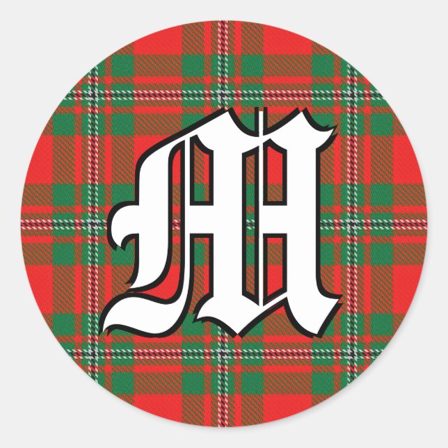 Sticker Rond Clan classique Gregor MacGregor Tartan Monogramme (Devant)