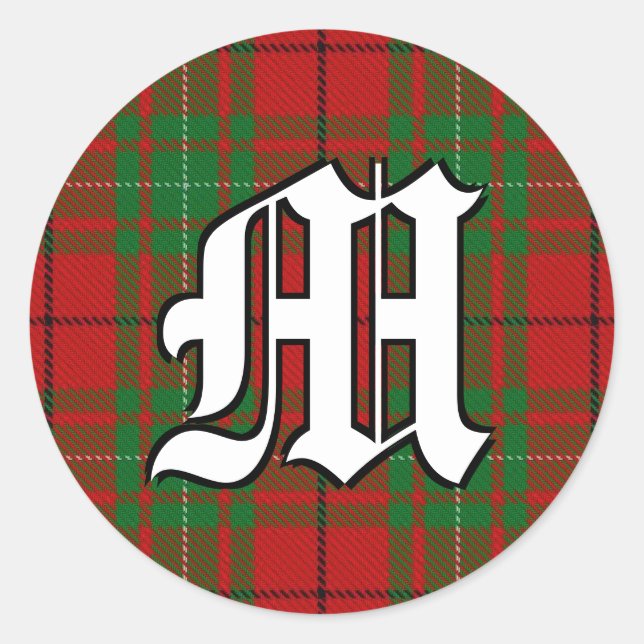 Sticker Rond Clan classique MacAulay Tartan Monogramme (Devant)