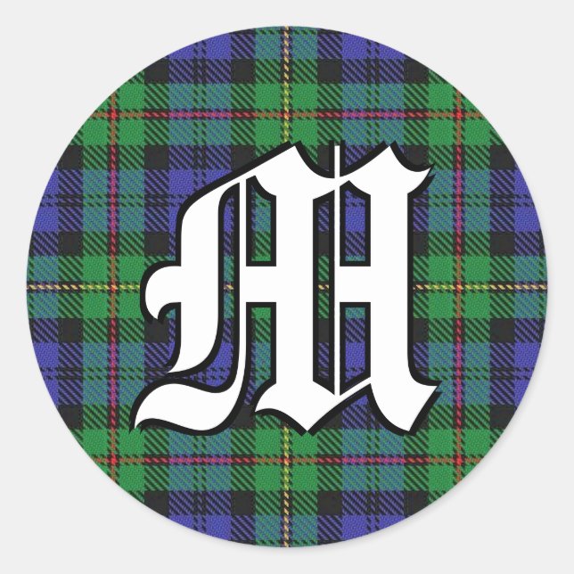 Sticker Rond Clan classique MacEwen Tartan Monogramme (Devant)