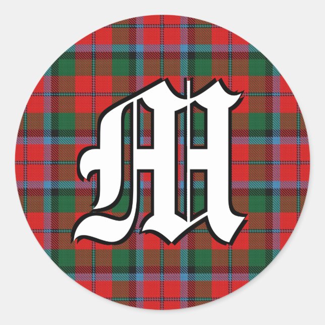 Sticker Rond Clan classique MacNaughton Tartan Monogramme (Devant)