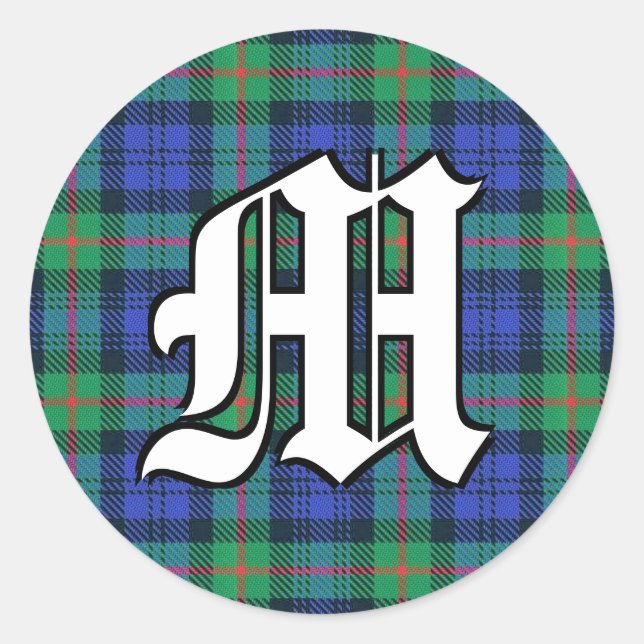 Sticker Rond Clan classique Murray Tartan Monogramme (Devant)