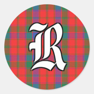 Sticker Rond Clan classique Robertson Tartan Monogramme
