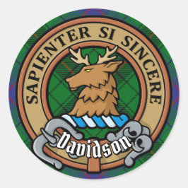 Sticker Rond Clan Davidson Crest sur Tartan