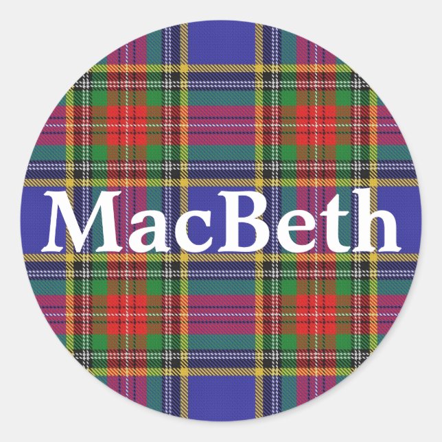 Sticker Rond Clan écossais MacBeth Tartan Plaid (Devant)