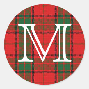 Sticker Rond Clan écossais Maxwell Tartan Avec Monogramme