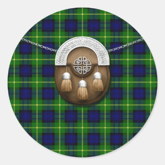 Sticker Rond Clan Gordon Tartan Et Sporran