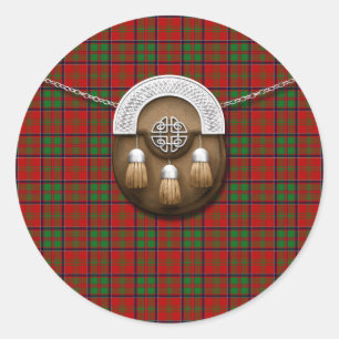 Sticker Rond Clan MacDonald De Glencoe Tartan Et Sporran
