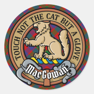Sticker Rond Clan MacGowan Crest sur Tartan