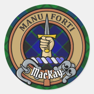 Sticker Rond Clan MacKay Crest sur Tartan