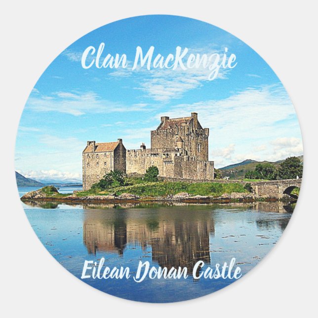 Sticker Rond Clan MacKenzie Eilean Donan Castle Scotland (Devant)