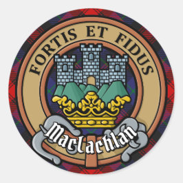 Sticker Rond Clan MacLachlan Crest sur Tartan