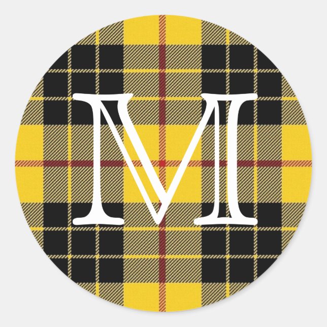 Sticker Rond Clan MacLeod de Lewis Tartan Monogram (Devant)