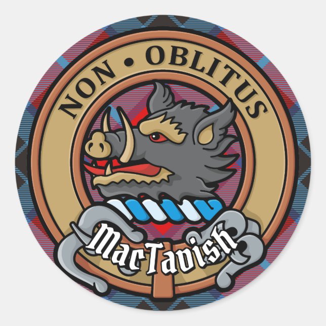Sticker Rond Clan MacTavish Crest sur Tartan (Devant)