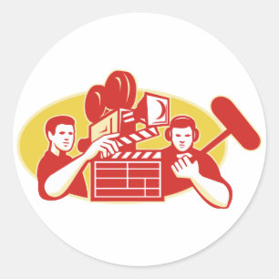 Sticker Rond Clapet Soundman d'appareil-photo de film de