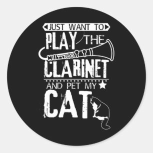 Sticker Rond Clarinet Et Chat