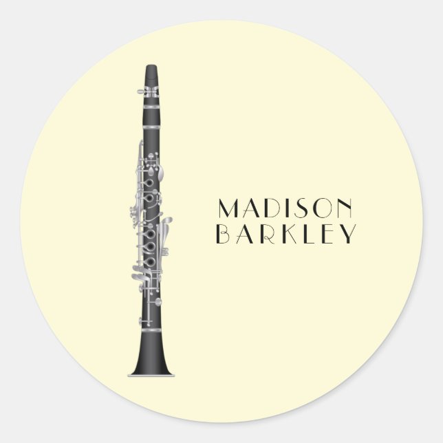 Sticker Rond Clarinet Music Teacher Band Musicien (Devant)
