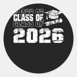 Sticker Rond Classe 2026 Senior 2026 Graduation Vintage School