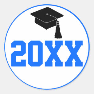 Sticker Rond Classe Bleue Année d'obtention du diplôme