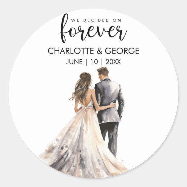 Sticker Rond Classe d'aquarelle arrière de mariée pour un Maria (Devant)