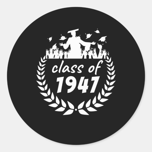 Sticker Rond classe de 1947 graduation ou conception de réunion (Devant)