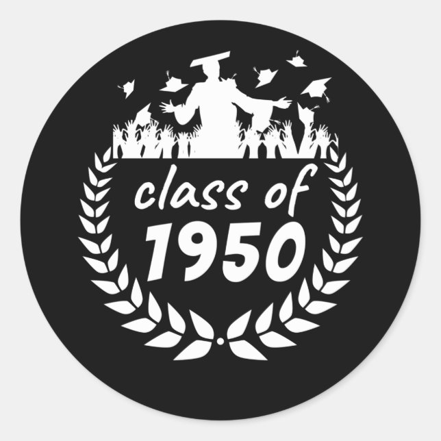 Sticker Rond classe de 1950 graduation ou conception de réunion (Devant)
