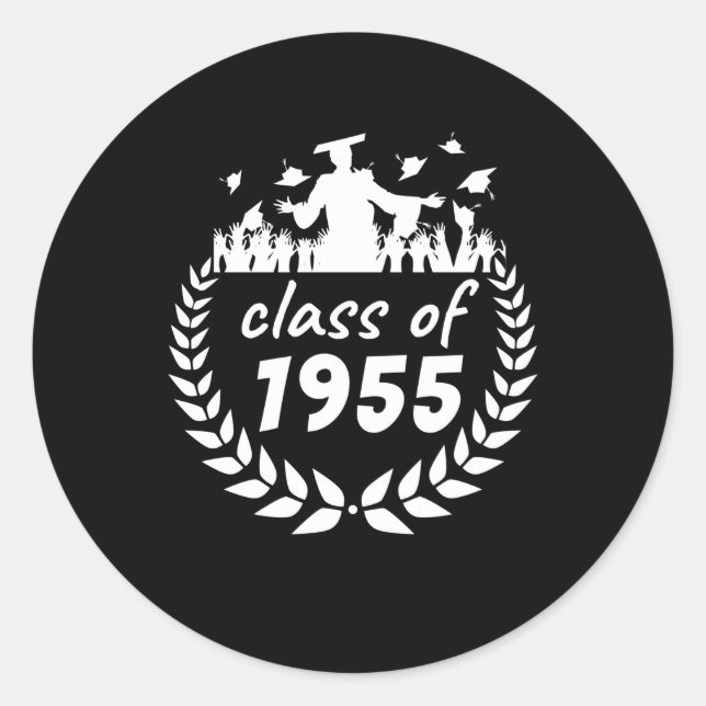 Sticker Rond classe de 1955 graduation ou conception de réunion (Devant)