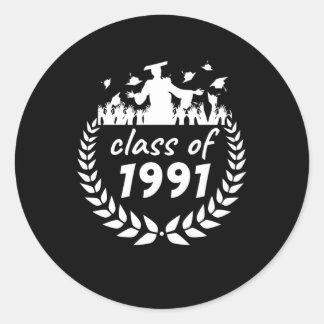 Sticker Rond classe de 1991 diplôme ou reunion design par
