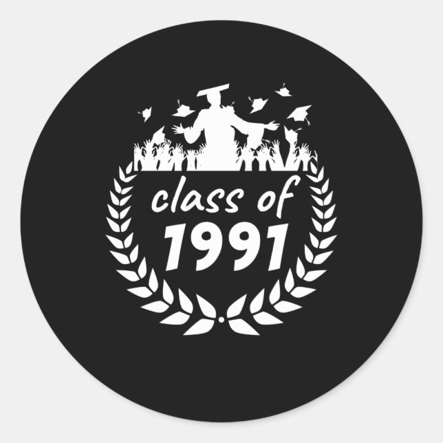 Sticker Rond classe de 1991 diplôme ou reunion design par (Devant)