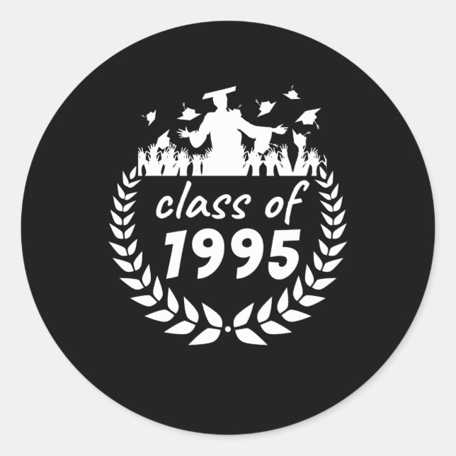 Sticker Rond classe de 1995 diplôme ou reunion design par (Devant)