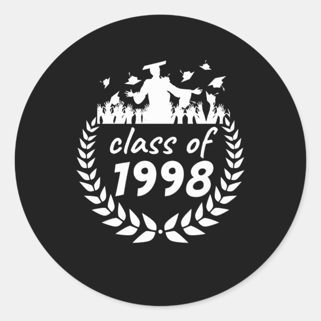 Sticker Rond classe de 1998 diplôme ou reunion design par (Devant)