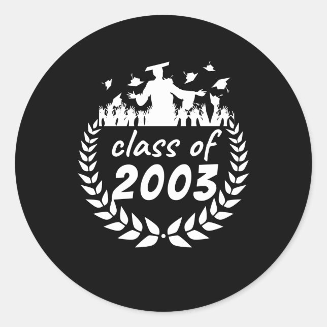 Sticker Rond classe de 2003 graduation ou reunion design par (Devant)