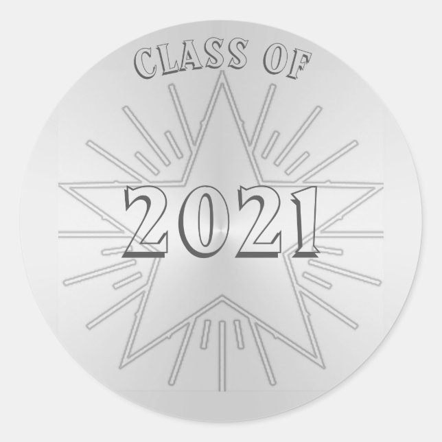 Sticker Rond Classe de 2021 Graduation Day par Janz Silver Star (Devant)