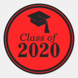 Sticker Rond Classe de 2024 Red Black Graduation