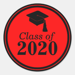 Sticker Rond Classe de 2024 Red Black Graduation