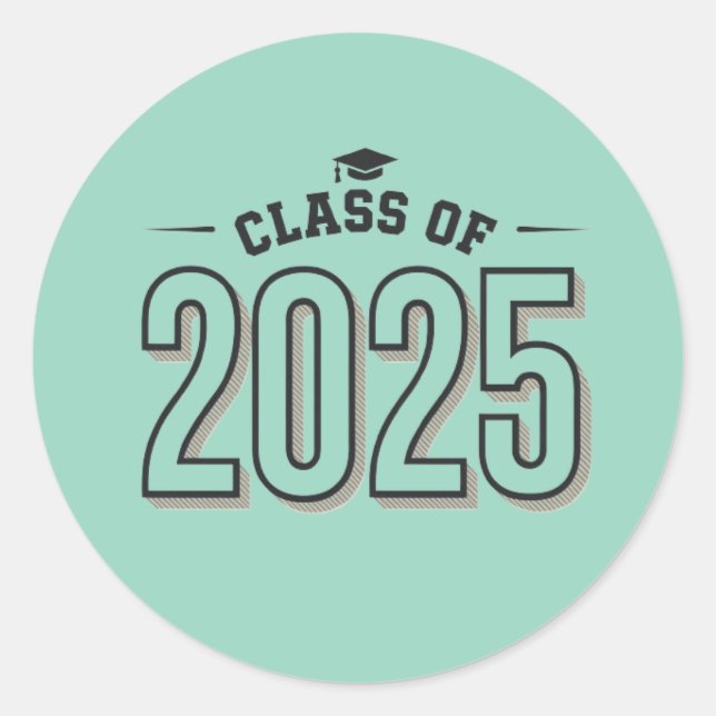Sticker Rond Classe de 2025 Graduation Design moderne Classic R (Devant)