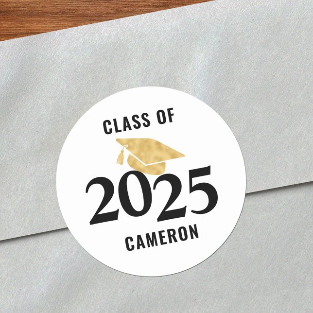 Sticker Rond Classe de 2025 Graduation Personnalisée (Créateur téléchargé)