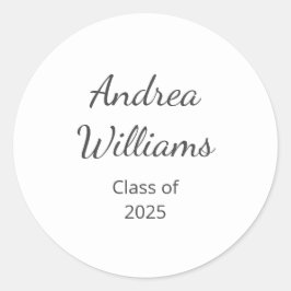 Sticker Rond Classe de 2025 Simple Graduation Return Adresse