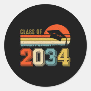 Sticker Rond Classe De 2034 Augmenter Avec Moi Pré-K Graduate V