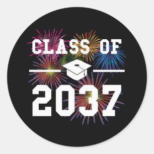 Sticker Rond Classe de 2037 Premier jour de croissance scolaire