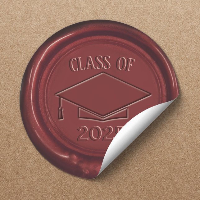 Sticker Rond Classe de bouchon de graduation de 2025 Sceau de c (Créateur téléchargé)