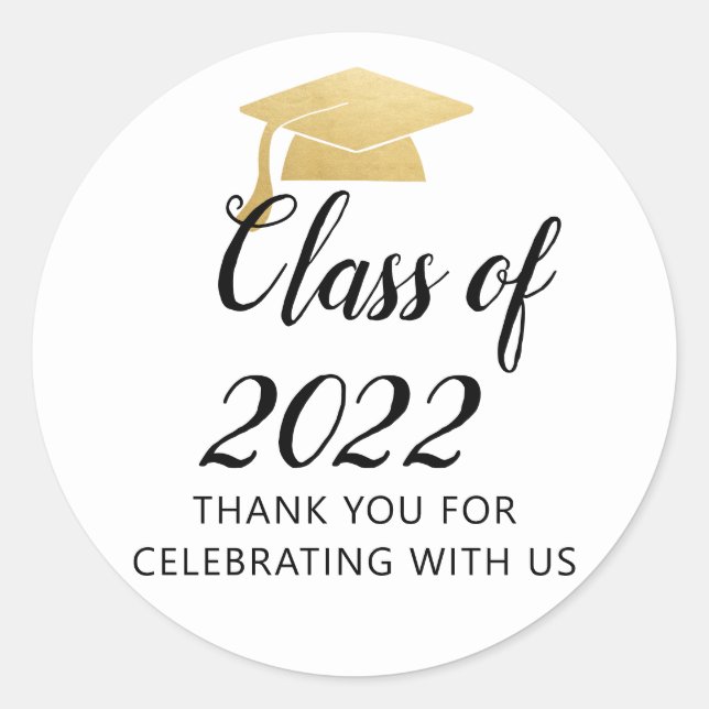Sticker Rond Classe de Casquette diplômé 2022 | MERCI (Devant)