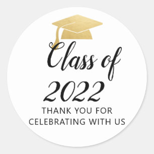 Sticker Rond Classe de Casquette diplômé 2022   MERCI