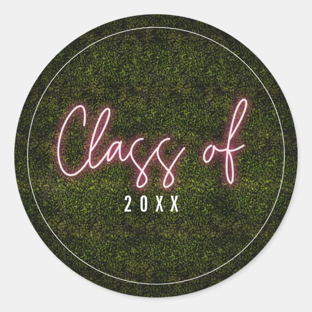 Sticker Rond Classe De Diplôme De Néon Rose (Devant)