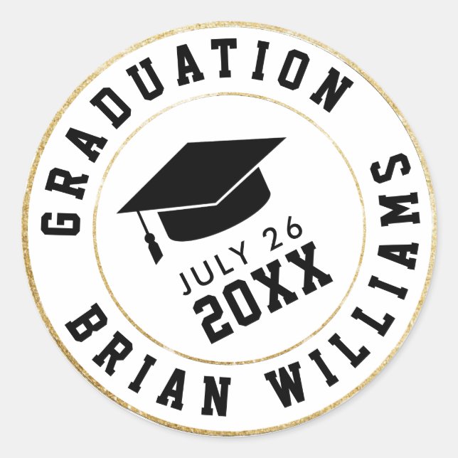 Sticker Rond classe de graduation de... black grad cercle casqu (Devant)