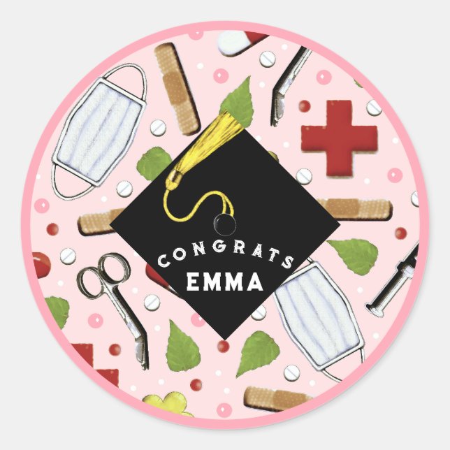 Sticker Rond Classe de graduation infirmière de 2025 Stick rond (Devant)